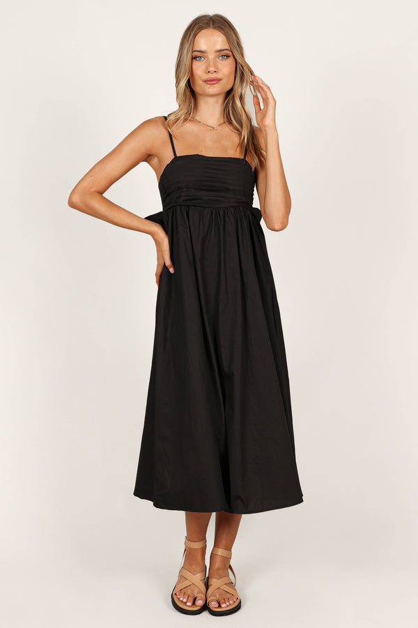 Petal and Pup USA DRESSES Alice Bow Back Midi Dress - Black