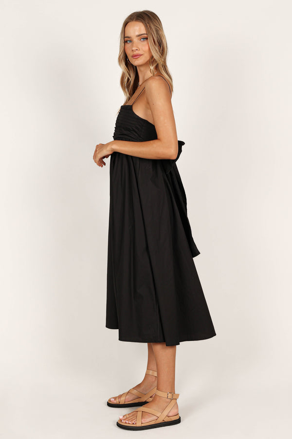 Petal and Pup USA DRESSES Alice Bow Back Midi Dress - Black