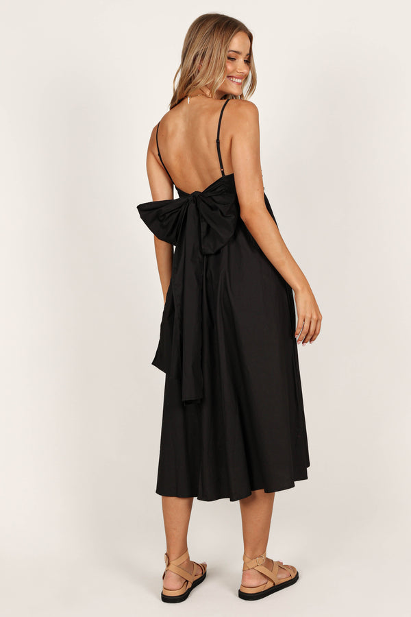 Petal and Pup USA DRESSES Alice Bow Back Midi Dress - Black