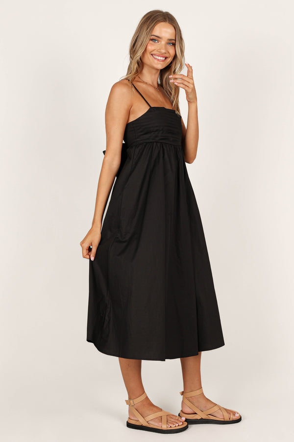 Petal and Pup USA DRESSES Alice Bow Back Midi Dress - Black