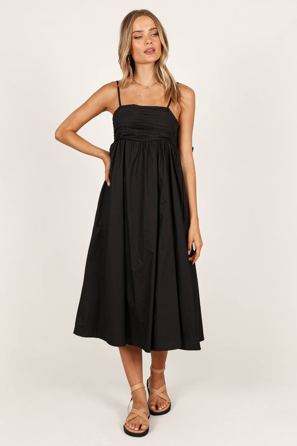 Petal and Pup USA DRESSES Alice Bow Back Midi Dress - Black