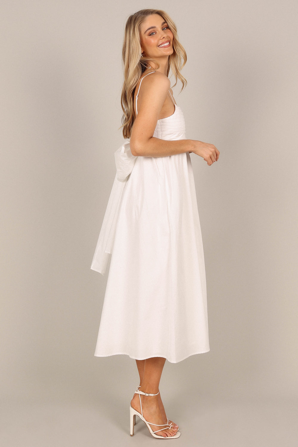 Petal and Pup USA DRESSES Alice Bow Back Midi Dress - White