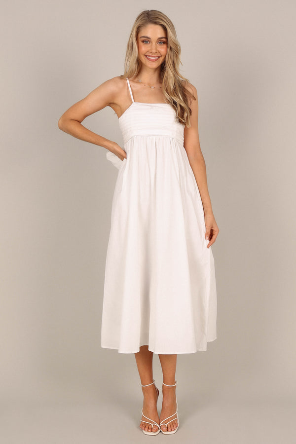 Petal and Pup USA DRESSES Alice Bow Back Midi Dress - White