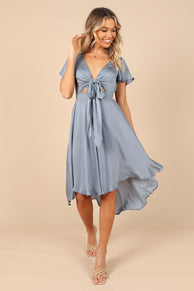 Petal and Pup USA DRESSES Amanda Hi Lo Tie Front Dress - Blue