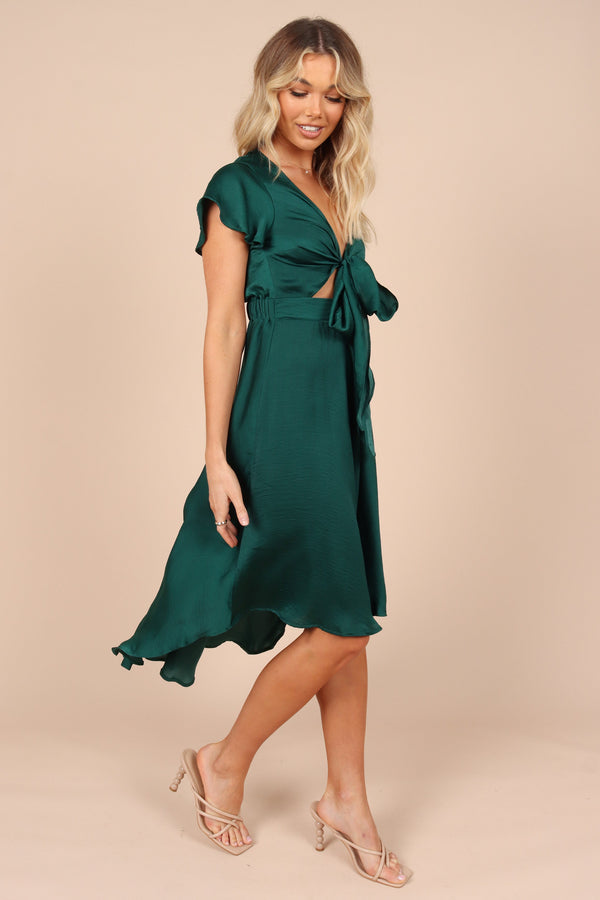 Petal and Pup USA DRESSES Amanda Hi Lo Tie Front Dress - Emerald