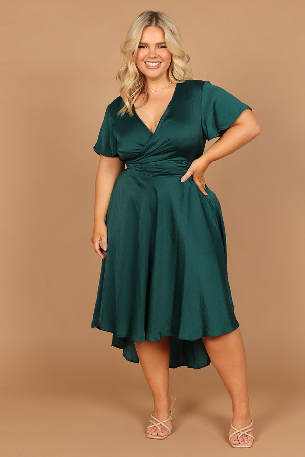 Petal and Pup USA DRESSES Amanda Hi Lo Tie Front Dress - Emerald