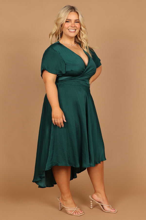 Petal and Pup USA DRESSES Amanda Hi Lo Tie Front Dress - Emerald