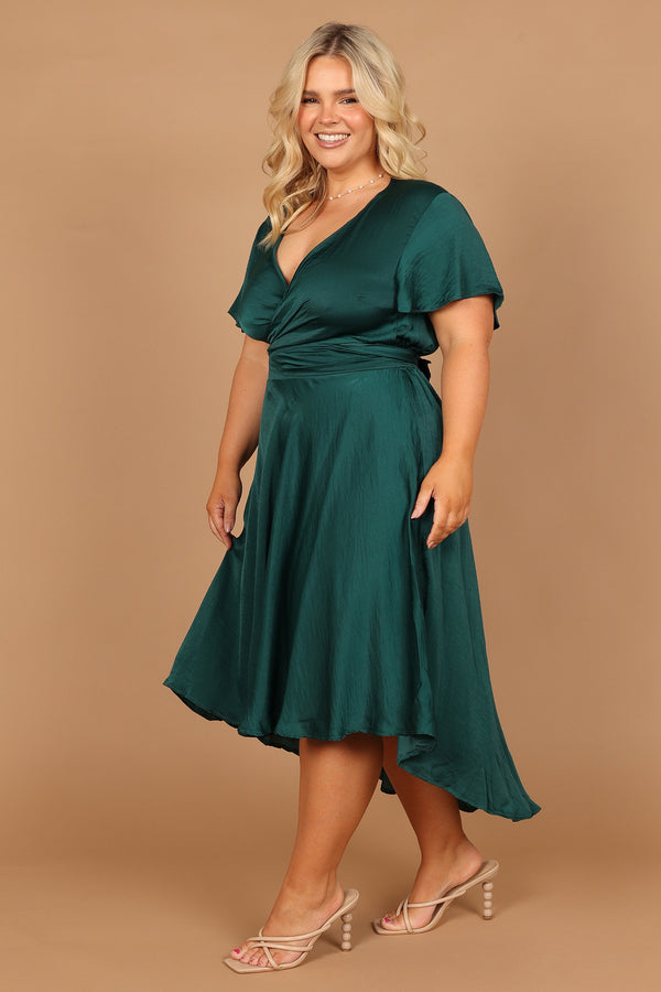 Petal and Pup USA DRESSES Amanda Hi Lo Tie Front Dress - Emerald