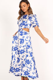 Petal and Pup USA DRESSES Aminah Puff Sleeve Dress - Blue Floral