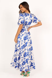 Aminah Puff Sleeve Dress - Blue Floral - Petal & Pup