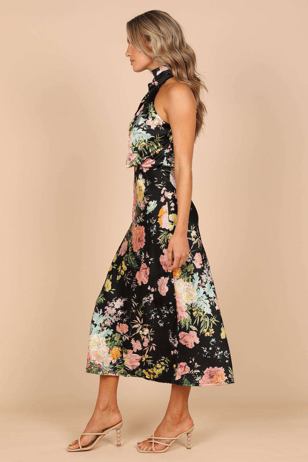 Anabelle Halter Neck Midi Dress - Black Floral - Petal & Pup USA