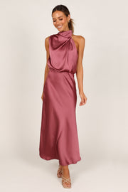 Petal and Pup USA DRESSES Anabelle Halter Neck Maxi Dress - Dusty Rose