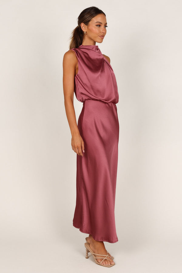 Petal and Pup USA DRESSES Anabelle Halter Neck Maxi Dress - Dusty Rose