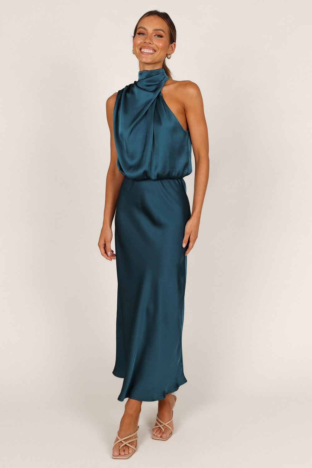 Petal and Pup USA DRESSES Anabelle Halter Neck Maxi Dress - Teal