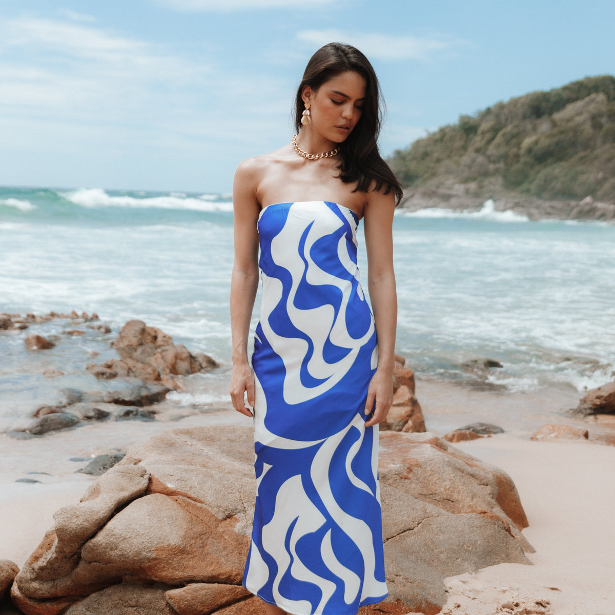women's flowy angel dress Angel Dress - Blue Swirl