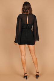 Petal and Pup USA DRESSES Ania Long Sleeve Mini Dress - Black Lace