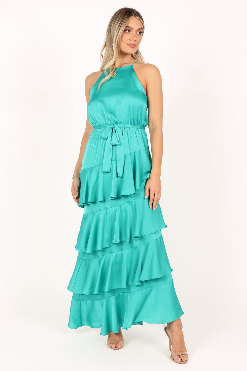 Petal and Pup USA DRESSES Annalise Tiered Maxi Dress - Teal