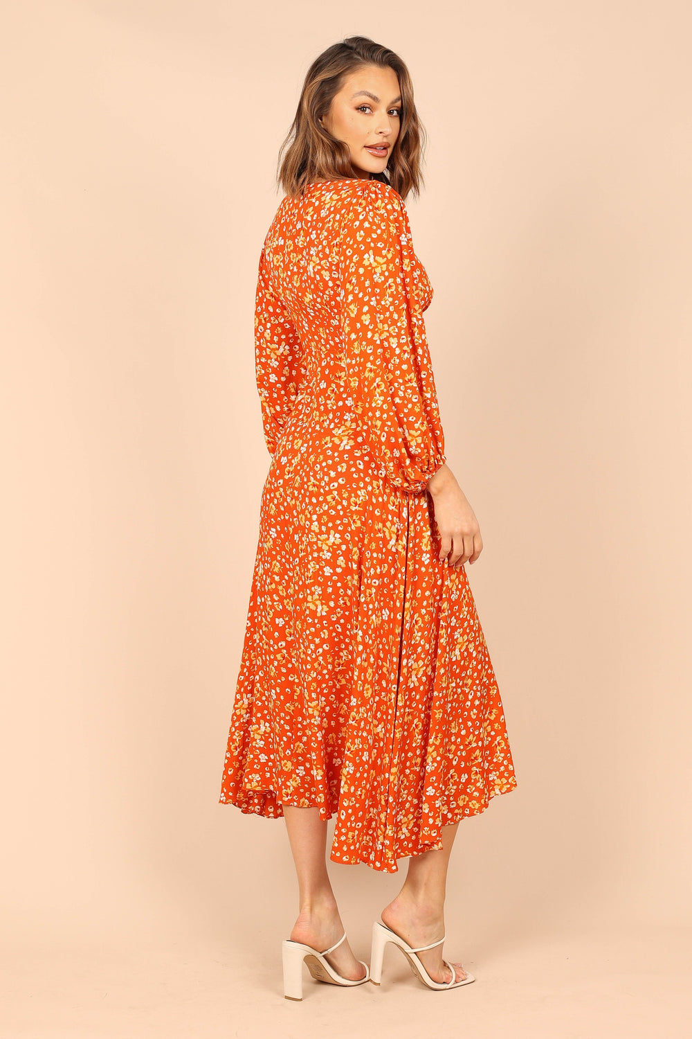 Petal and Pup USA DRESSES Aron Long Sleeve Maxi Dress - Orange Floral