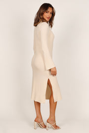 Petal and Pup USA DRESSES Aubin Long Sleeve Polo Knit Maxi Dress - Cream