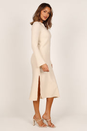 Petal and Pup USA DRESSES Aubin Long Sleeve Polo Knit Maxi Dress - Cream