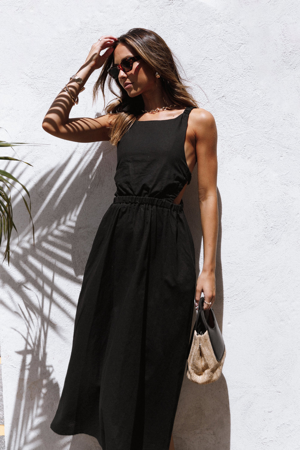 Petal and Pup USA DRESSES Aubrey Cutout Midi Dress - Black