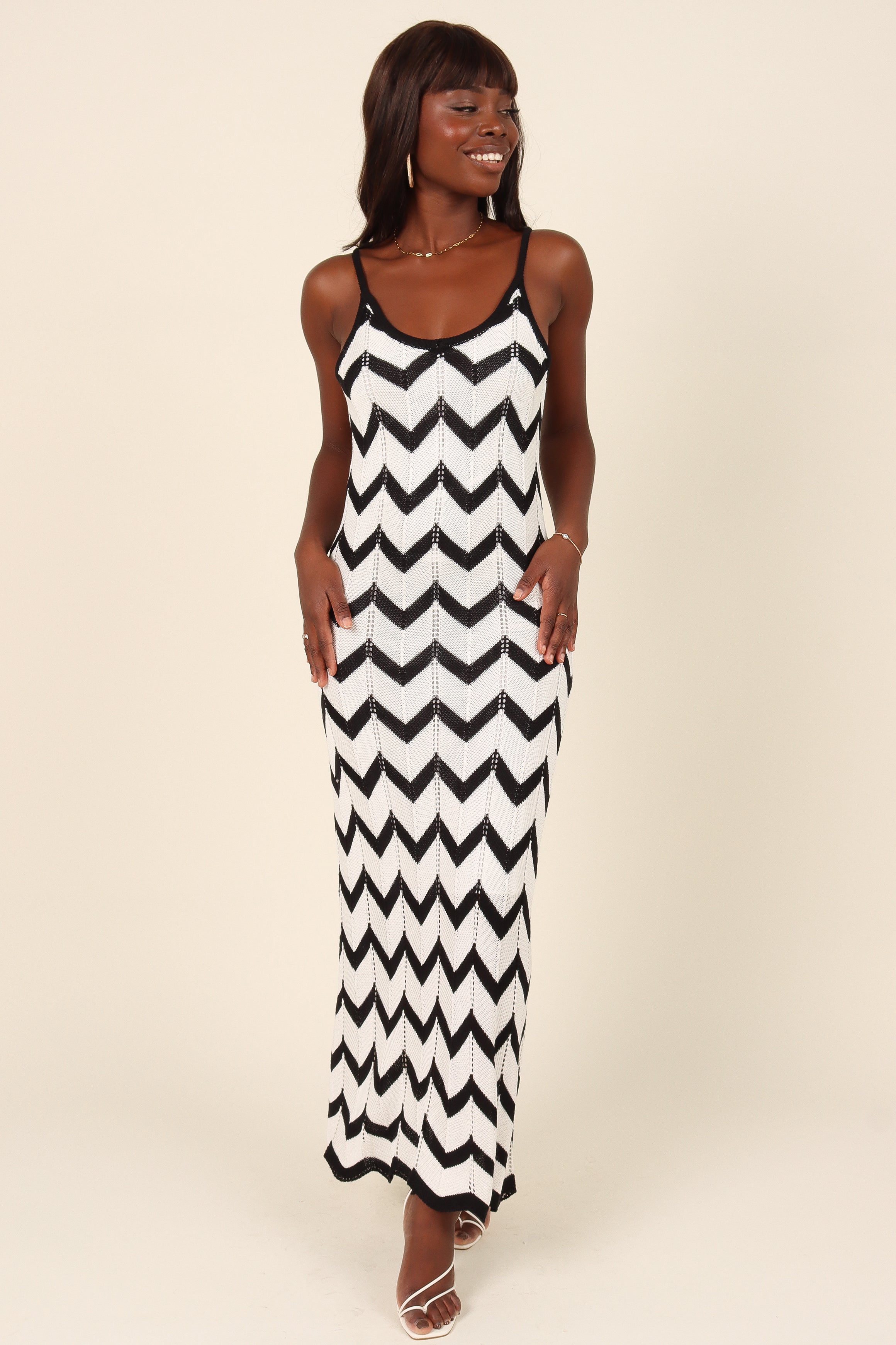 Black and white chevron maxi dress hotsell