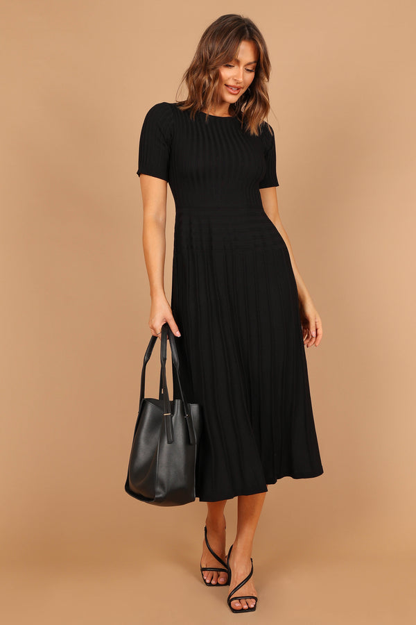 Petal and Pup USA DRESSES Audrina Knit Midi Dress - Black