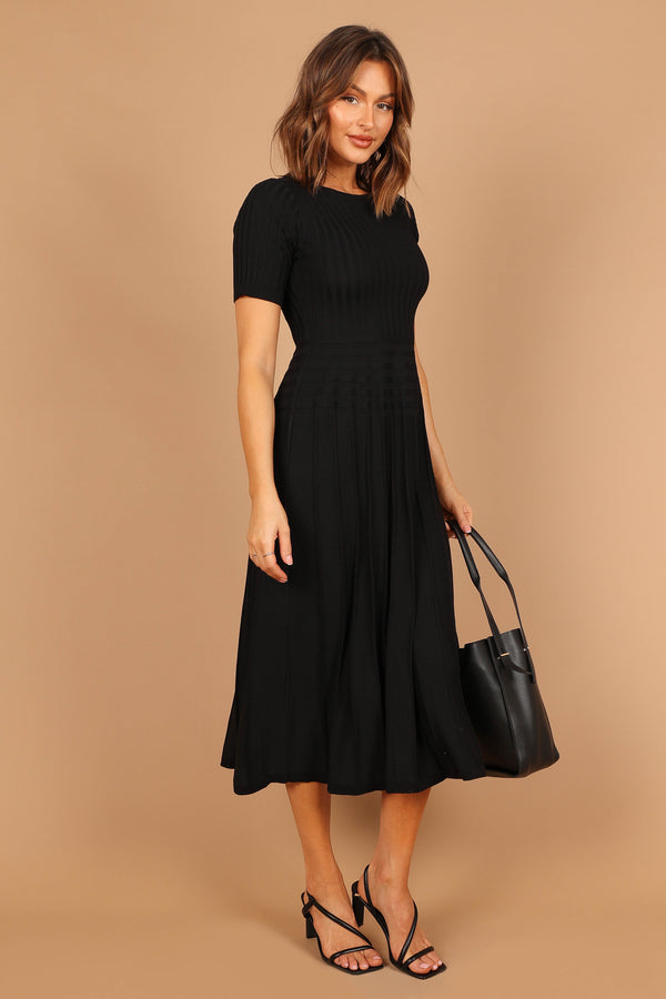 Petal and Pup USA DRESSES Audrina Knit Midi Dress - Black