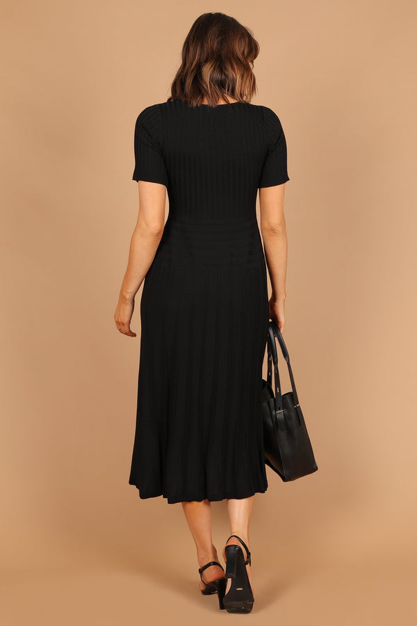 Petal and Pup USA DRESSES Audrina Knit Midi Dress - Black