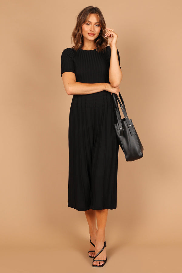 Petal and Pup USA DRESSES Audrina Knit Midi Dress - Black