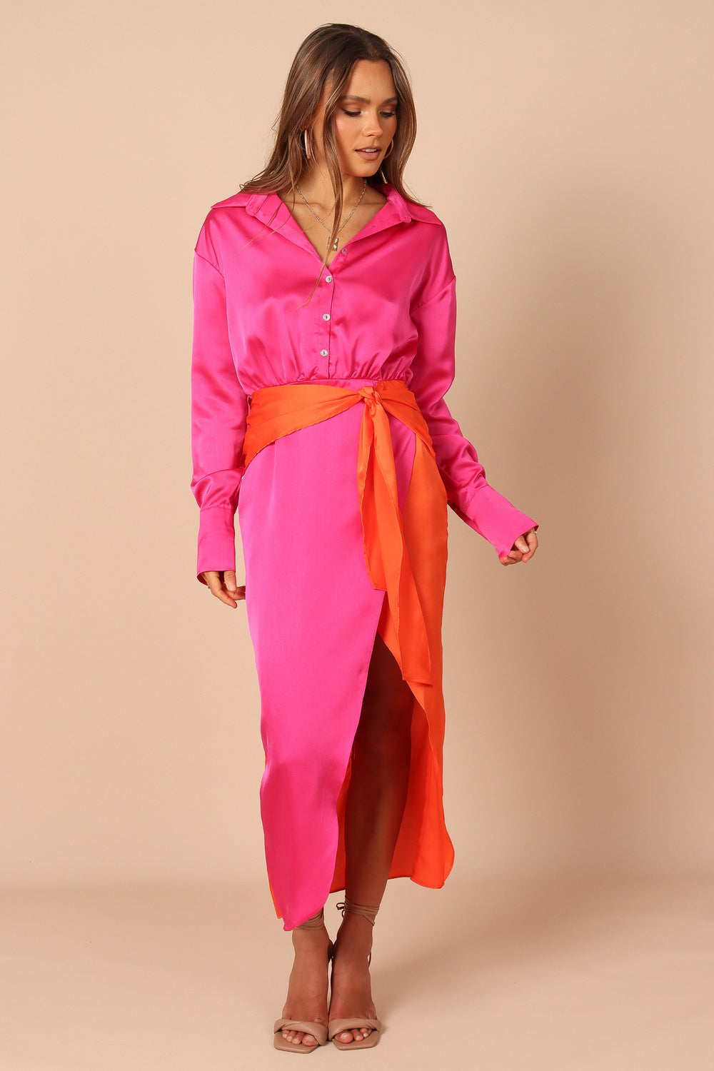 Petal and Pup USA DRESSES Austin Colourblock Wrap Dress - Pink/Orange