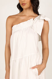Petal and Pup USA DRESSES Ava One Shoulder Maxi Dress - White