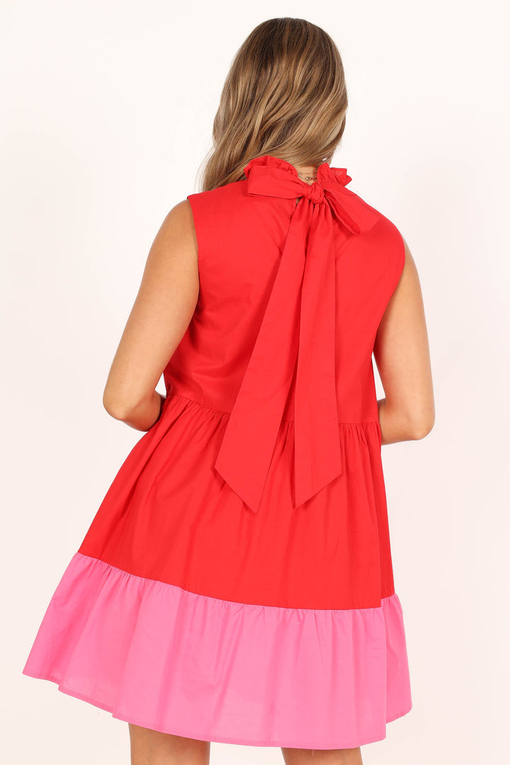 Bradshaw Tiered Mini Dress Red/Pink Petal & Pup USA