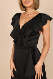 Petal and Pup USA DRESSES Cally Frill Shoulder Maxi Dress - Black