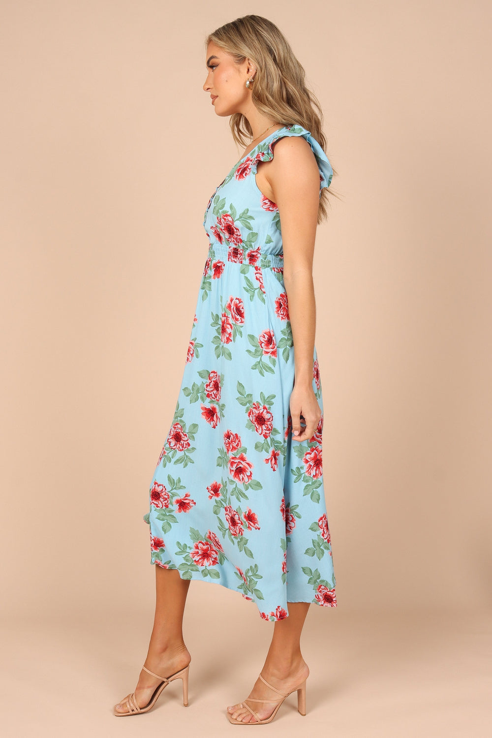 Petal and Pup USA DRESSES Cassatt Frill Cap Sleeve Maxi Dress - Blue Floral
