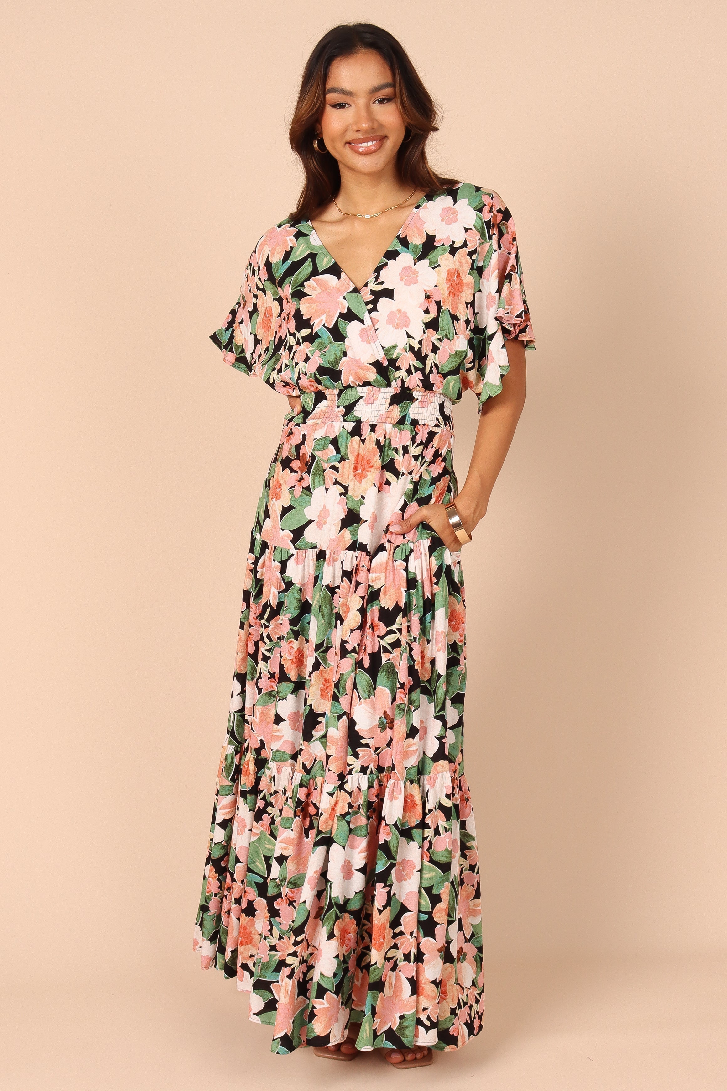Peach Couture Plus Size Womens Sleeveless Exoctic Floral Print Maxi Dresses  1X, 2X, 3X
