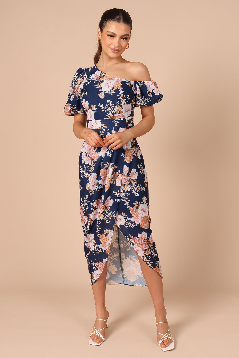Cleobella One Shoulder Midi Dress - Navy Floral - Petal & Pup USA