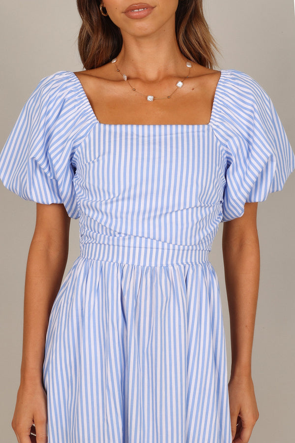 Petal and Pup USA DRESSES Clo Puff Sleeve Maxi Dress - Blue Stripe