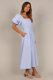 Petal and Pup USA DRESSES Clo Puff Sleeve Maxi Dress - Blue Stripe