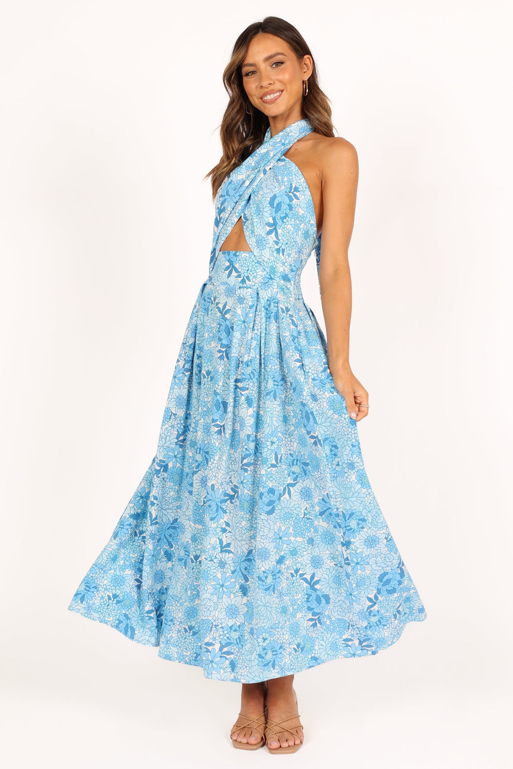 Clover Halterneck Maxi Dress - Blue Floral - Petal & Pup USA