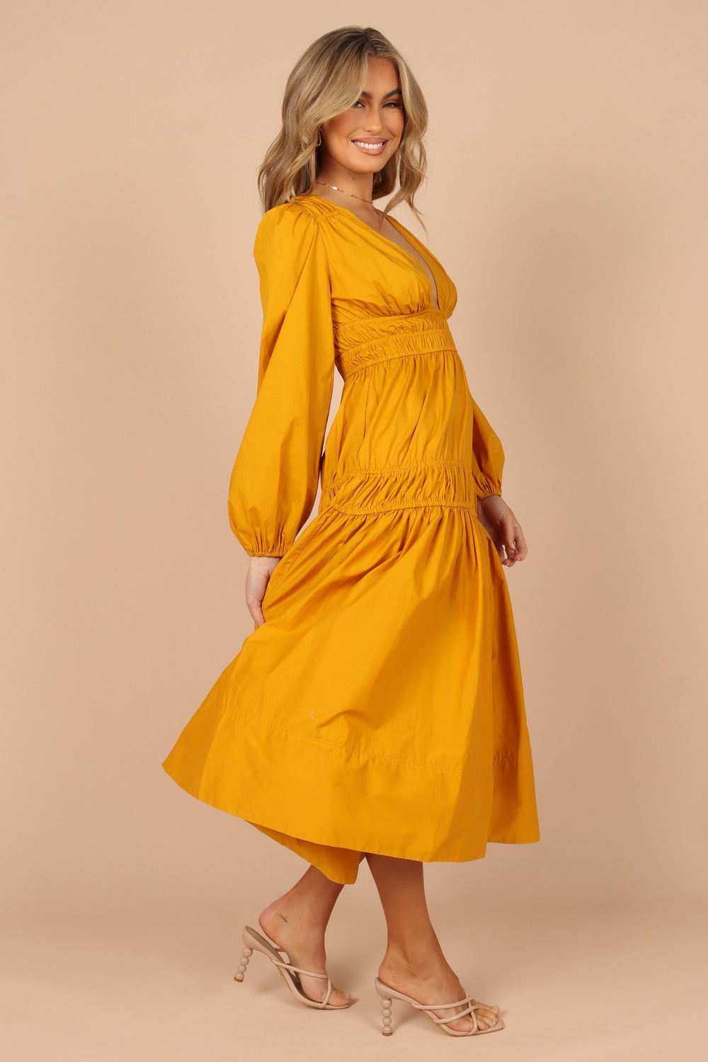 Petal and Pup USA DRESSES Dani Long Sleeve Maxi Dress - Mustard