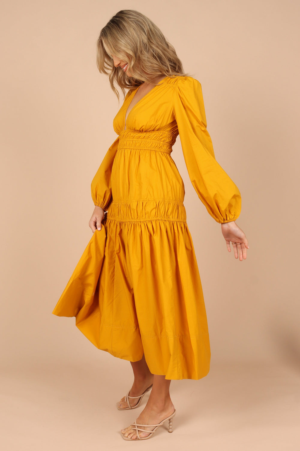 Petal and Pup USA DRESSES Dani Long Sleeve Maxi Dress - Mustard