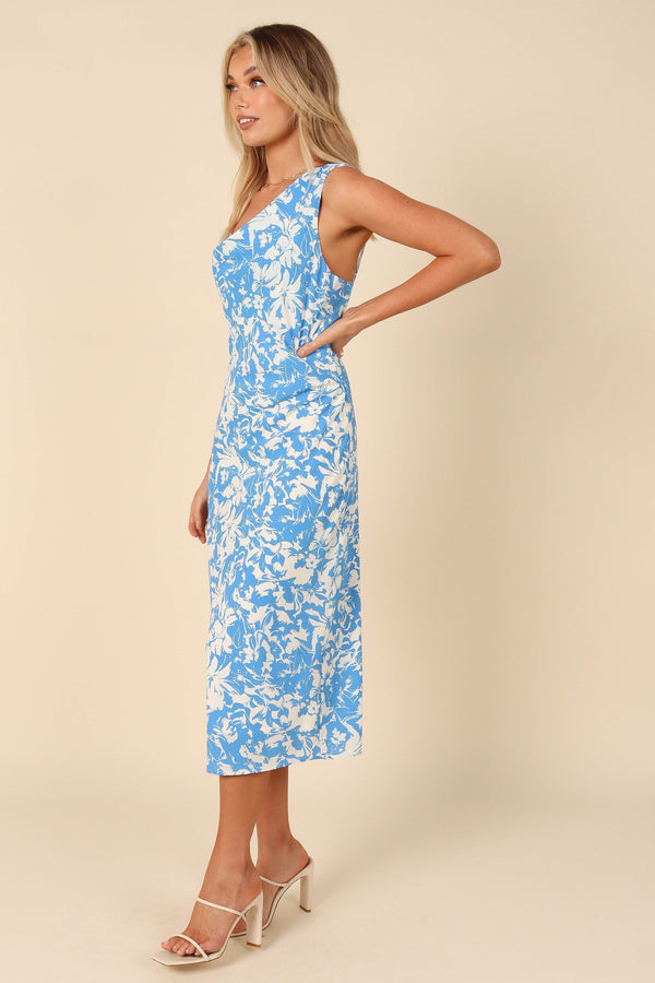 Petal and Pup USA DRESSES Elias Midi Dress - Blue Floral