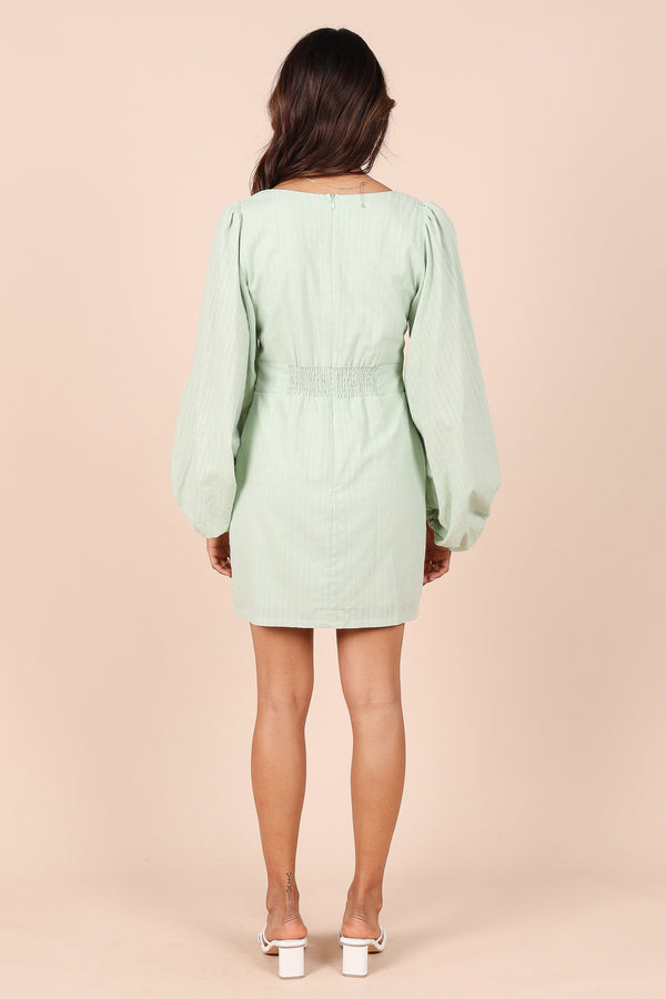 Petal and Pup USA DRESSES Emilina Long Sleeve Mini Dress - Sage