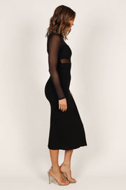 Petal and Pup USA DRESSES Farrow Long Sleeve Midi Dress - Black