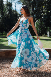 Petal and Pup USA DRESSES Flourish Maxi Dress - Blue Floral