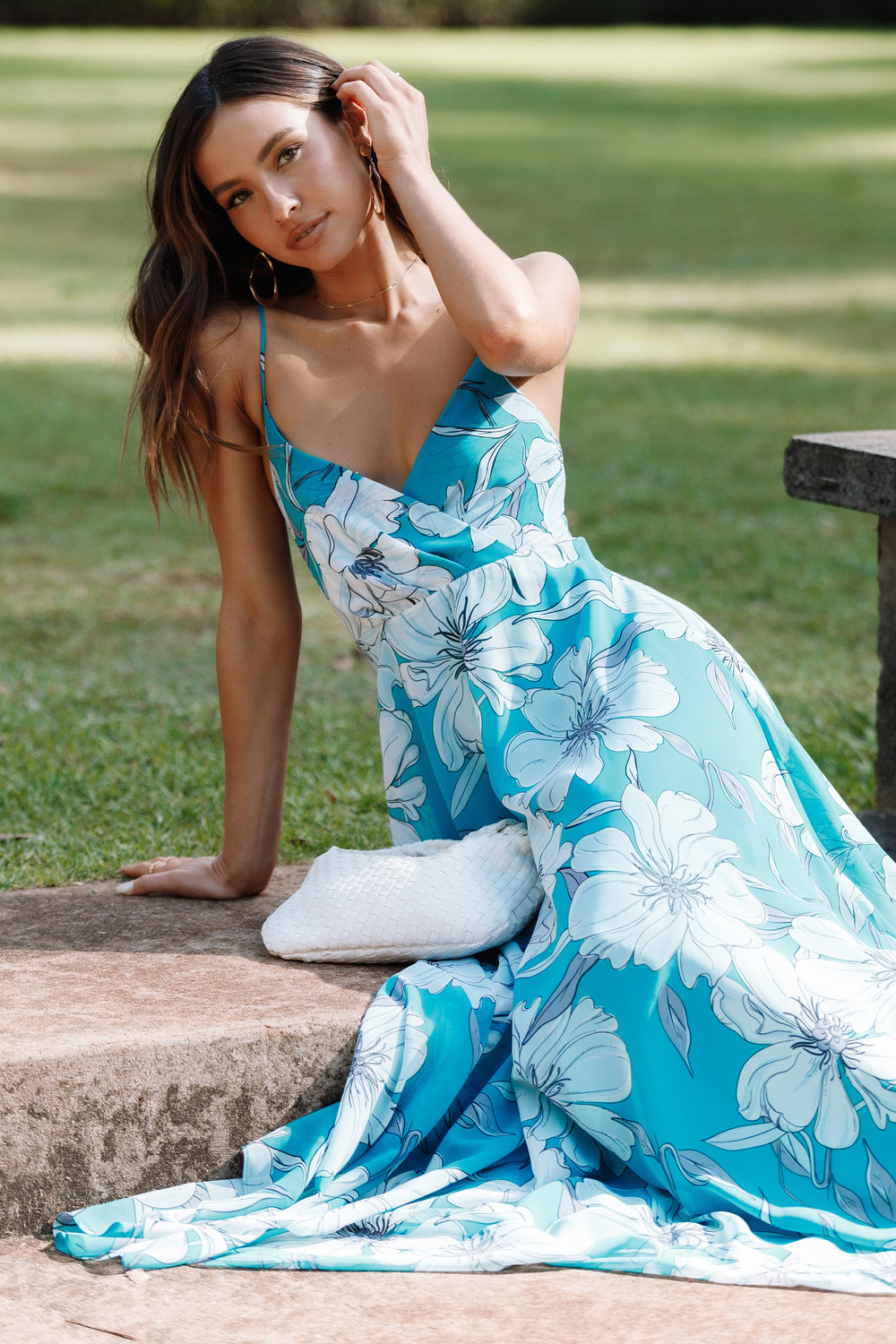 Petal and Pup USA DRESSES Flourish Maxi Dress - Blue Floral
