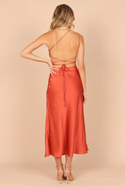 Petal and Pup USA DRESSES Forelle One Shoulder Cut Out Midi Dress - Rust