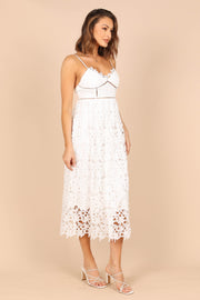 Petal and Pup USA DRESSES Francheshca Midi Lace Dress - White Lace