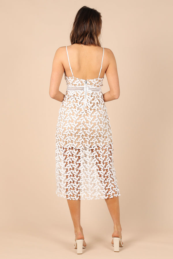 Petal and Pup USA DRESSES Franque Midi Lace Dress - White Lace